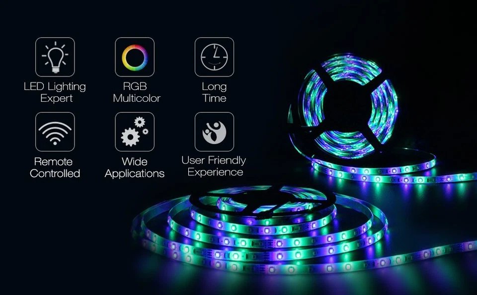 16.4ft RGB LED Strip Light 3528SMD Waterproof Rope Tape Lamp for Party Home TV - Image 2 of 4