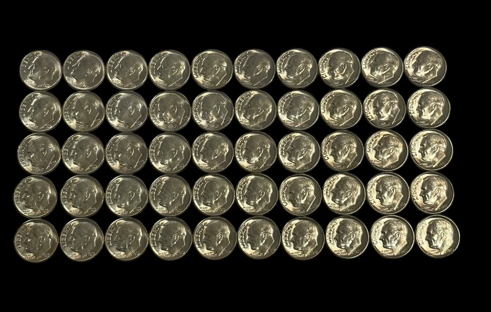  (50) ROLLO DE MONEDAS MONEDAS DE DIEZ CENTAVOS ROOSEVELT 1955 S ESTADOS UNIDOS ELECCIÓN MONEDAS DE ESTADO COMO NUEVAS Foto 4 de 4