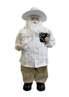 New 24  standing Guayabera Cuban SANTA CLAUS w/Cafe, Dominos, & Cigar in Pocket