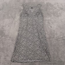 Ann Taylor Dress Medium Black Geometric Knee Length Sleeveless Pullover