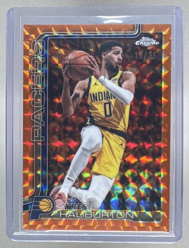 Tyrese Haliburton 2025 Topps Chrome Update #18 Orange Geometric Refractor /25
