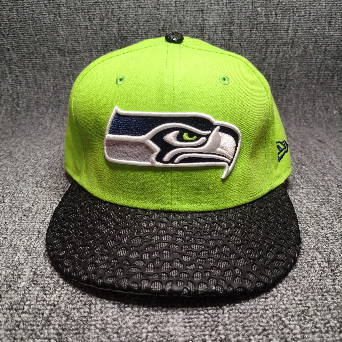 New Era 9FIFTY Seattle Seahawks NFL Snapback Hat Lime Green Black Flat Brim Y16