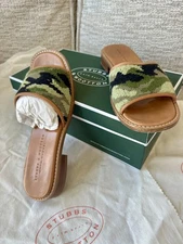 Stubbs & Wootton Needlepoint women’s Camo Slide Mules, Size 38.5 Excellent Cond