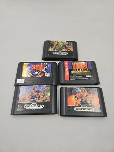 Vintage Sega Genesis  Cartridges Lot Of 5 All Tested And Working Includes MERCS.