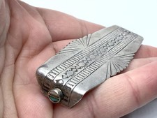 Native American Old Pawn Sterling Silver Turquoise & Mop Bookmark