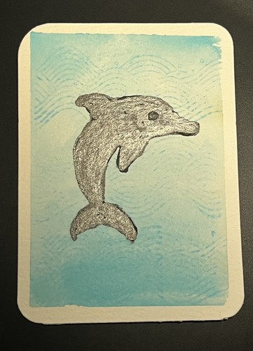 ACEO, Original Dolphin Watercolor on Paper, Dolphin Art