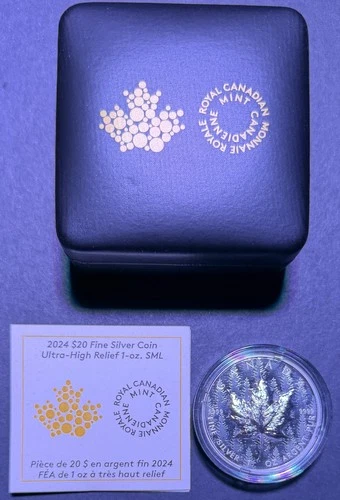 2024 CANADA Ultra High Relief Silver Maple Leaf 1oz Silver $20 Coin w/ OGP - product listing photo