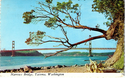 Narrows Bridge, Tacoma, Washington Vintage Posted Postcard
