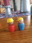 Vintage Fisher Price little people all wood boys yellow pan head handle gone