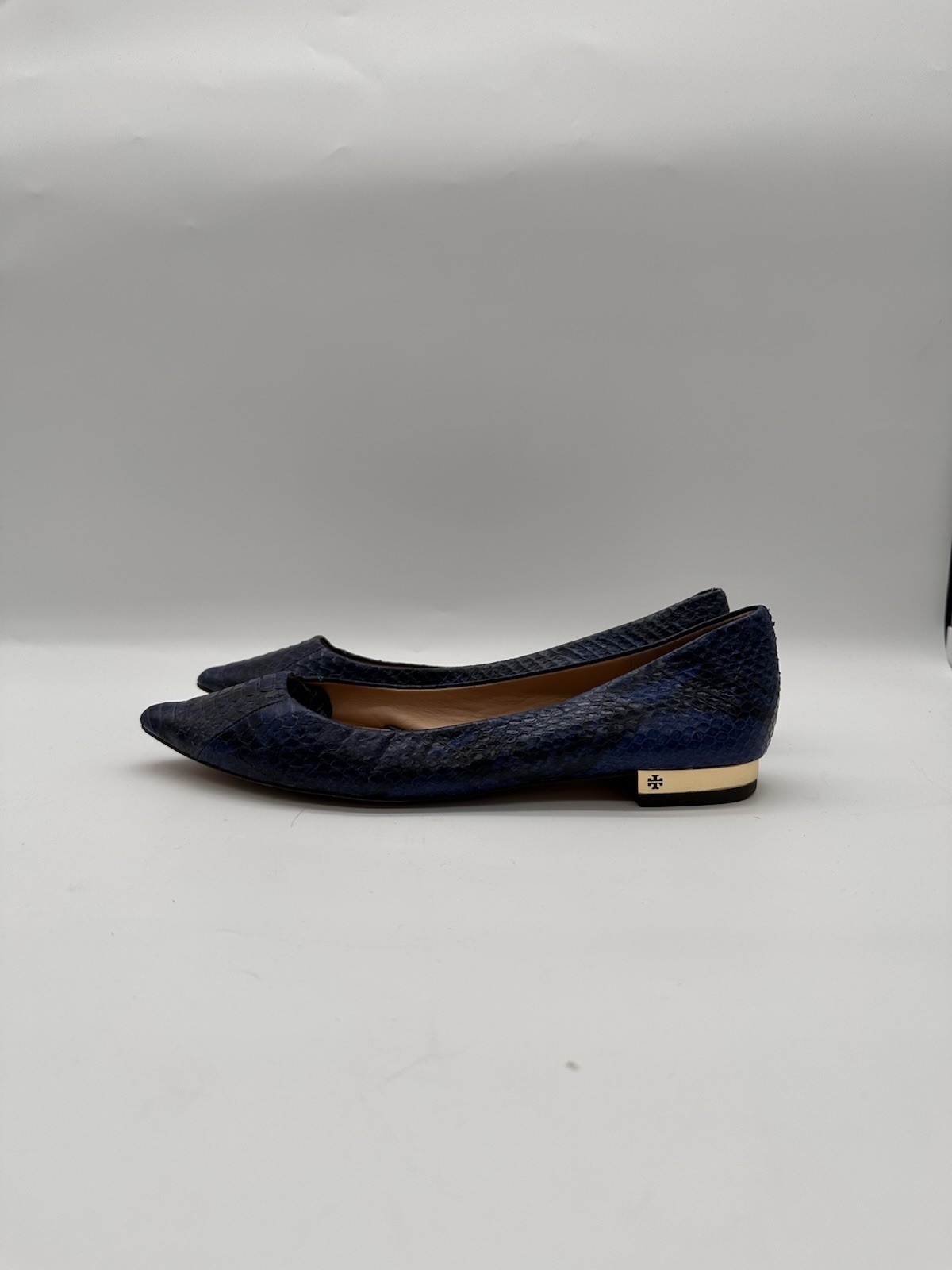 Tory Burch Blue Pointed Toe Python Leather Slip-O… - image 2