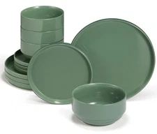 Ceramic Dinnerware Set, 12-Piece Service for 4, Round, Microwave and Dishwash...