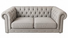 Furniture Village Grey Chesterfield 2 Seater Sofa Fabric Studded RRP £1,595