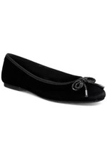 Birdies Women's The Hummingbird Ballet Flat Black Velvet Bow