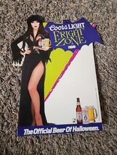 COORS LIGHT FRIGHT ZONE HBO ELVIRA 2 SIDED STANDEE DISPLAY (1992) HORROR HOST