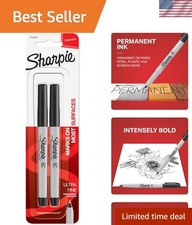 Versatile Ultra Fine Point Black Permanent Markers - 2 Pack for School Office