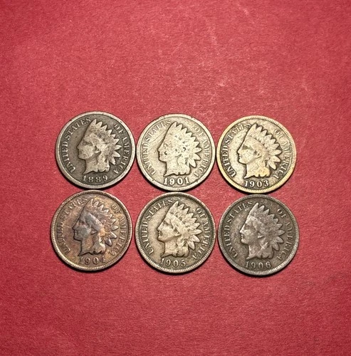 Lot Of (6) Indian Head Cents/Pennies G-VG *SEE DESCRIPTION FOR DATES*