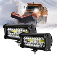 2x Snowplow White Led Work Lights Truck Tractor Headlight Suv Utv Pickup 7inch