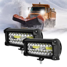 2x Snowplow White LED WORK LIGHTS Truck Tractor Headlight SUV UTV Pickup 7"INCH