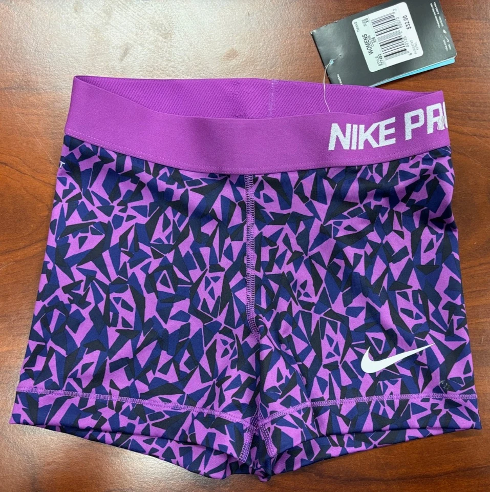 NEW! NIKE PRO Women's 3.0" COMPRESSION Run Shorts- XS -Purple/Printed 777492-556 - Image 2 of 4