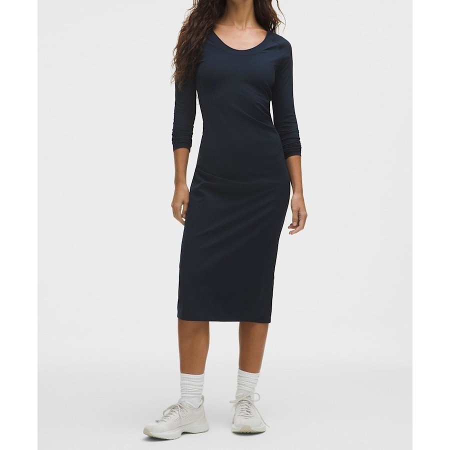 midi long sleeve dress for wedding guest Lace Mock-Neck Long-Sleeve prodFeature::4-Way Stretch Tuckernuck Black Knit Pleated Cut:L Making you feel confident