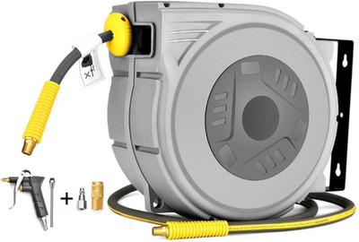 Carrete Manguera Aire Retráctil Cerrado 3/8 x 80ft 300PSI Giro 180°, Nuevo