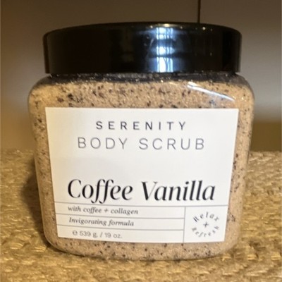 Serenity Coffee Vanilla Collagen Body Scrub 19 oz Invigorating Full Body