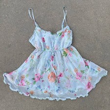 Victoria's Secret Pastel Fairy Serene Floral Chiffon Babydoll Slip Dress MEDIUM