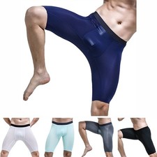 Breathable Men Long Leg Boxers Underwear Trunks with Pouch Comfort Fit