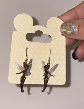 Disney Tinkerbell 2 Piece Moving Dangle Earrings Gold tone