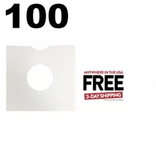 100 Paper Record Sq Corners With Hole 10" Vinyl Records Inner Sleeves **1-3 DAYS