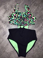 Art Class Girl's Animal Print One Piece Swimsuit Girls Size XL 14 Cut Outs