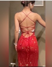 Camille La Vie Red Sequin Prom Formal Dress