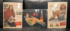 Vintage 1940s RC Royal Crown Cola Ads x3 Barbara Stanwyck Paulette Goddard Print