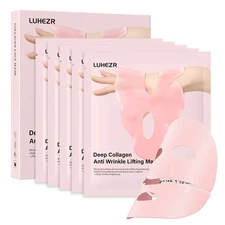 5 SHEETS/BOX Deep Collagen Anti Wrinkle Lifting Mask Pink to Transparent Collage