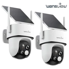 2Pack Wansview Solar Wireless Security Camera 360°PTZ Dual-Cam Human Detection