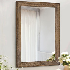 Rustic Wood Frame Rectangular Decorative Wall Mirror
