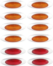 4-1/8" Amber/Red Side Marker Lights 4 LED Chrome Surface Mount Waterproof