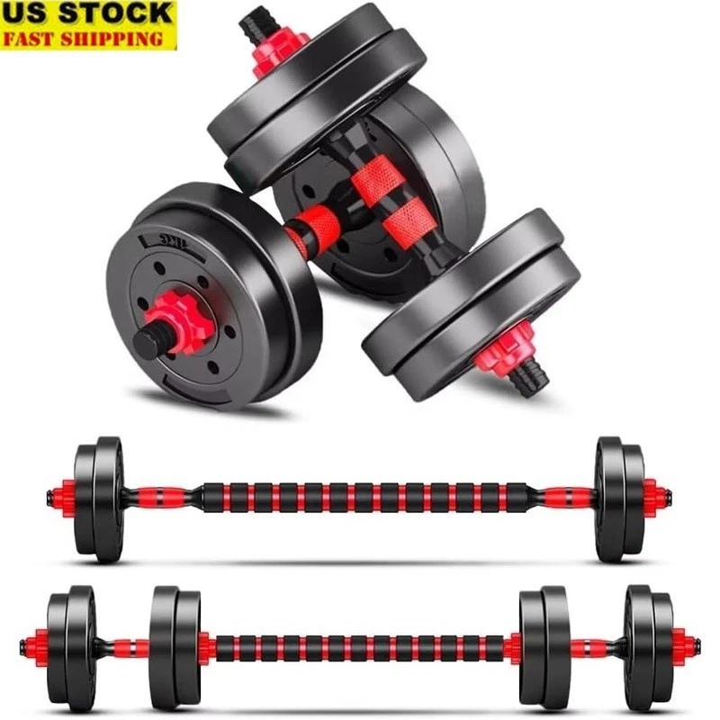 Adjustable 20lbs Dumbbells Set W/ Iron Sand Weight Plates Home Gym Fitness New