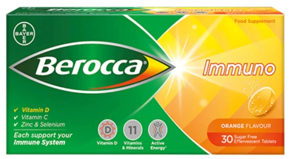 Berocca Immuno Effervescent Tablets Orange Flavour 30 tablet-expire date:05/2026
