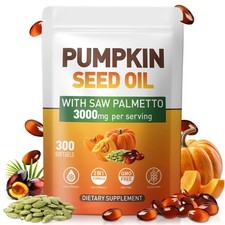 Pumpkin Seed Oil Capsules Cold Pressed Pure Virgin Oil, Essential Fatty Acid...
