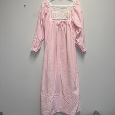 Vintage Pink Nightgown Medium Lace Trim Cottagecore Prairie Sleep Dress USA