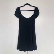 Reformation | Black square neck cap sleeve mini flowy skater dress | Size 6