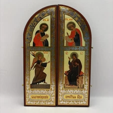 Byzantine Russian Orthodox Wooden Folding  Nativity Scene 