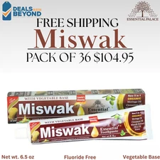 Essential Palace Organic Miswak Toothpaste Fluoride Free Vegetable Base 36 Pack