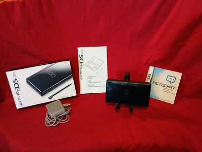 Nintendo DS Lite Handheld System - Onyx Black With Box And Charger 