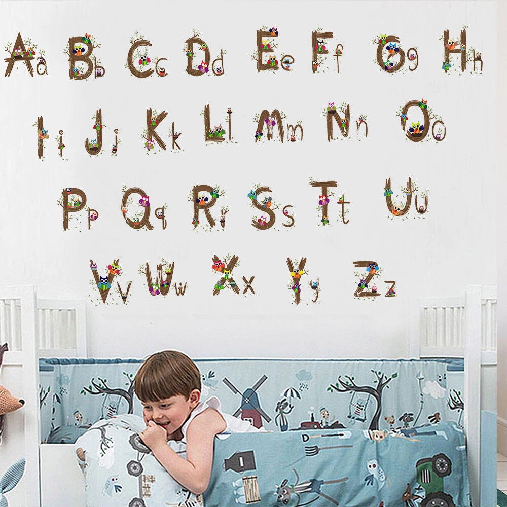 Owl Alphabet ABC Wall Decals Educational Wall Sticker Nursery Baby Room  Decor