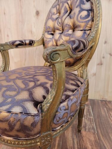 Antique French Louis XV Style Ornate Carved Fauteuil Armchairs Newly Upholstered - Picture 10 of 10