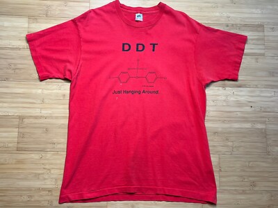 Vintage Men s Large DDT Just Hanging Around Science Geek 90 s Funny T Shirt