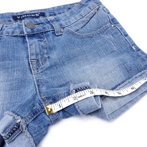 Vigoss Blue Denim Jean "The Jagger" Low-Rise Shorts Girls 12 Flag Embellished - Picture 5 of 8