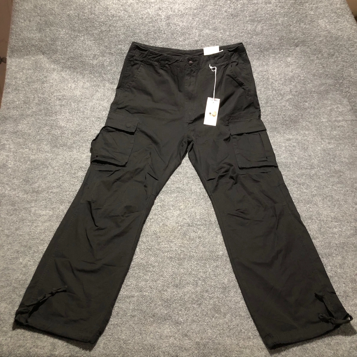 NEW Mnml Ultra Baggy Vintage Cargo Pants Mens 36x33 Black Ripstop 